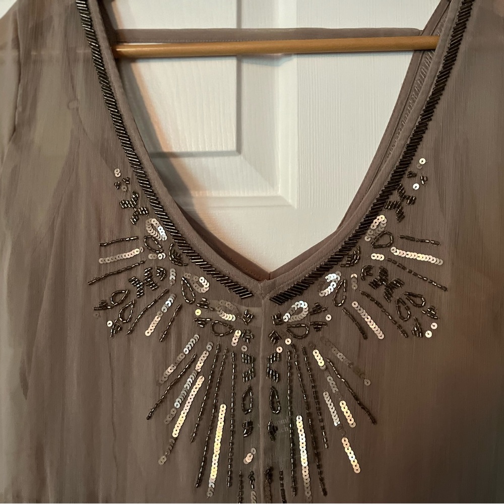 NWT Abercrombie Beaded Taupe Dress S